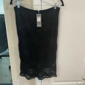 Elegant Eileen Fisher Black Lace Skirt Size M Medium NWT